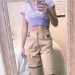 Purple Knit Crop Sweater Top Y2K Summer Groovy Swirly 70s Print Festival Large